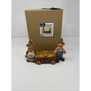 NIB Our America From Annalee Scarecrow Couple Tea Light Candle Fall Harvest